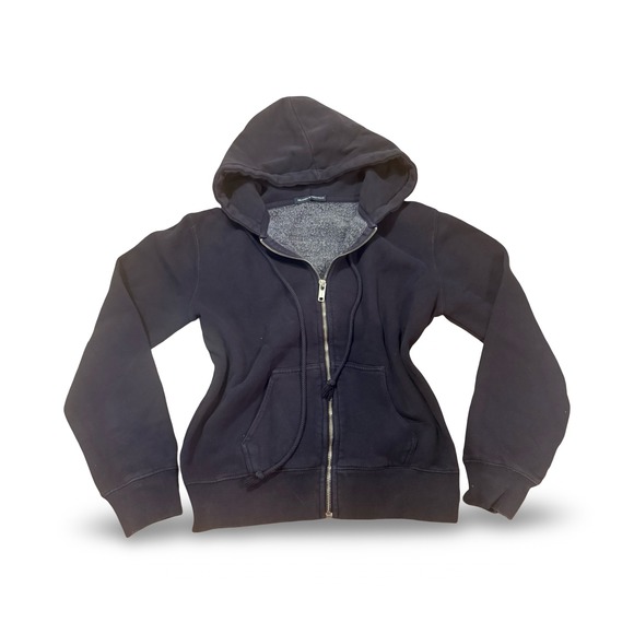 Brandy Melville Full Zip Hoodie Sweatshirt Navy Blue Cotton Blend - Picture 1 of 3